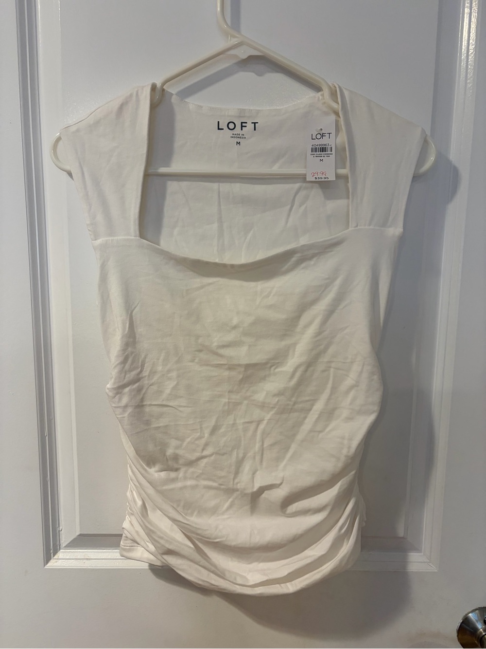 LOFT Women's White Square-Neck Tank Top, Size M, New with Tags